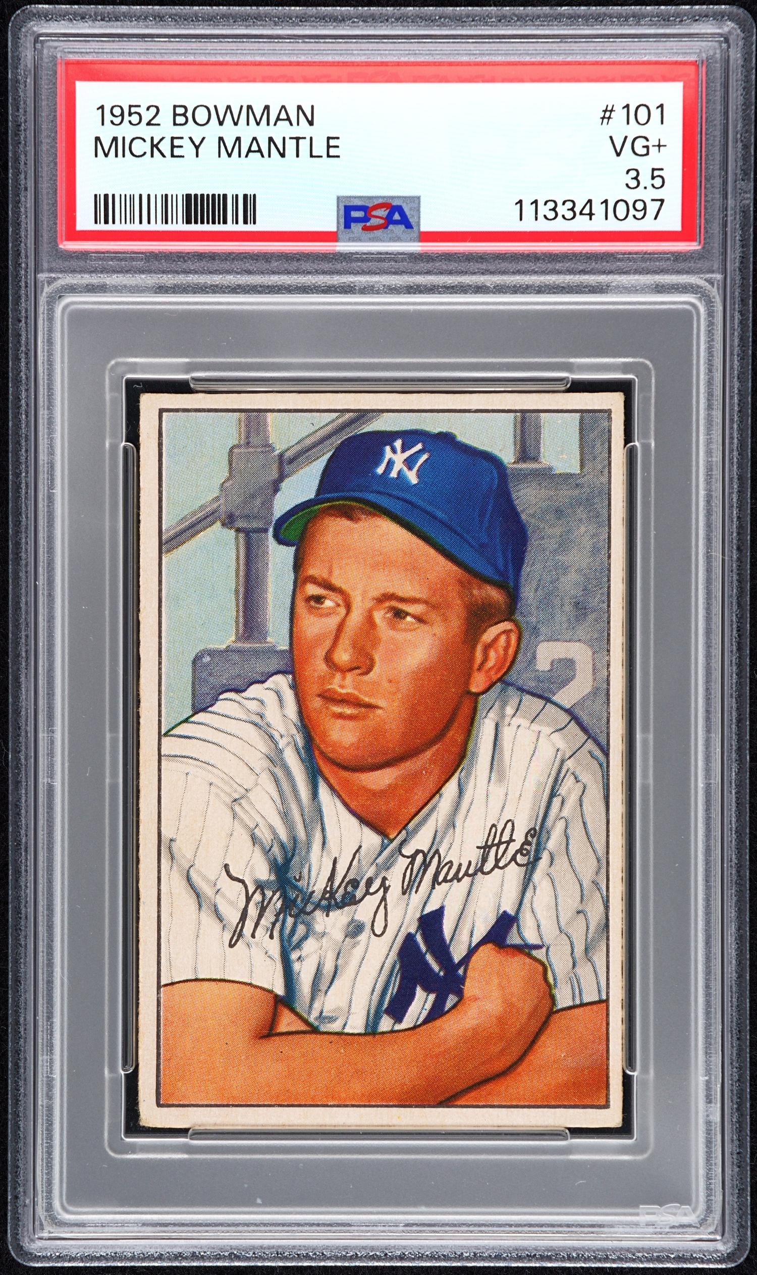 A 1952 Bowman Mickey Mantle Baseball Card No. 101 (PSA 3.5 VG-EX+)