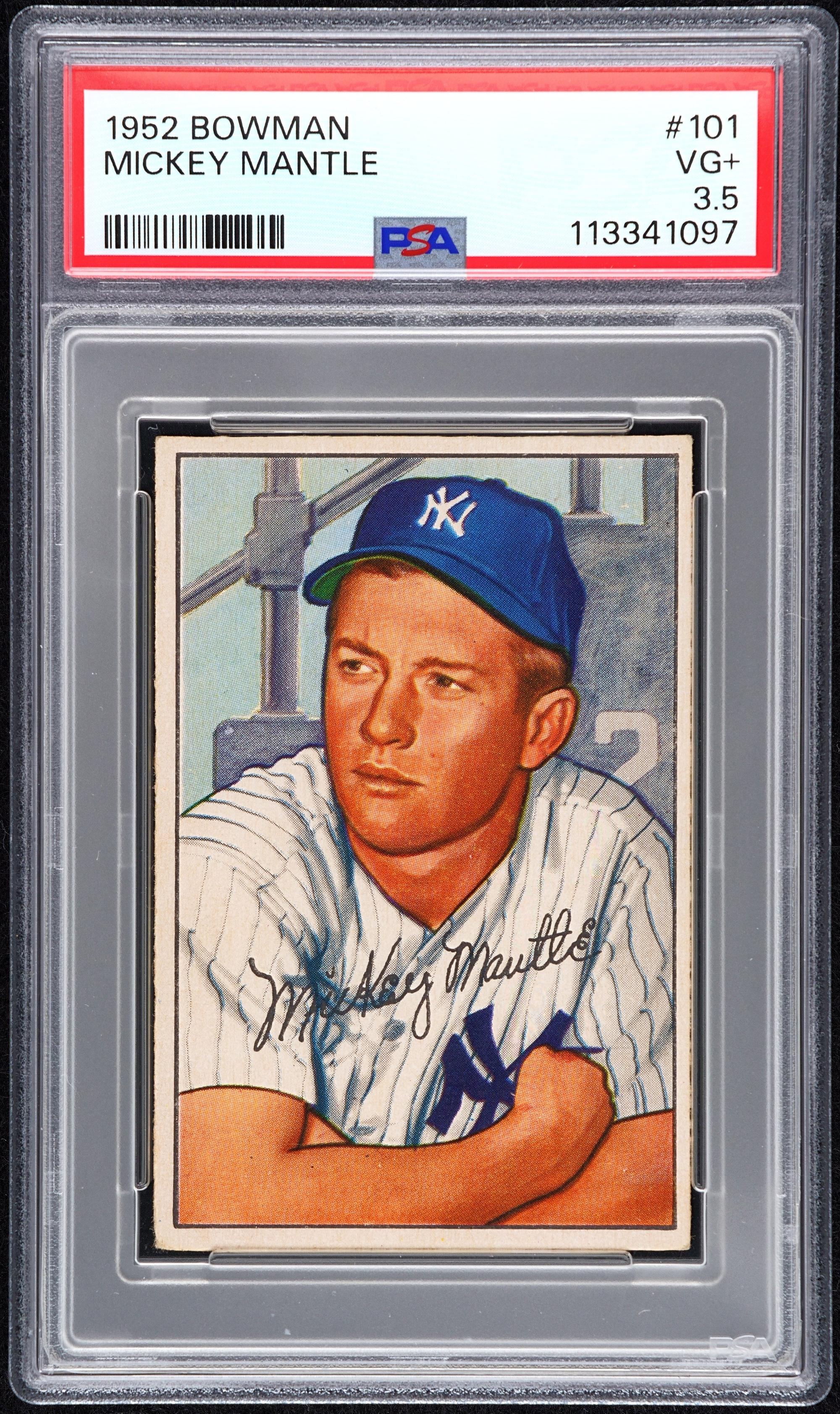 A 1952 Bowman Mickey Mantle Baseball Card No. 101 (PSA 3.5 VG-EX+)