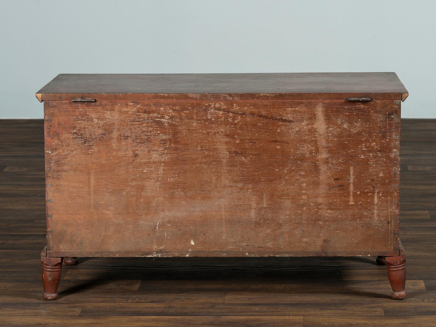 A Country Red and Grain Painted Poplar Blanket Chest