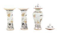 Three Chinese Export Grisalle Painted Porcelain Vases
