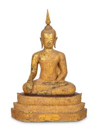 A Thai Gilt Bronze Seated Bodhisattva