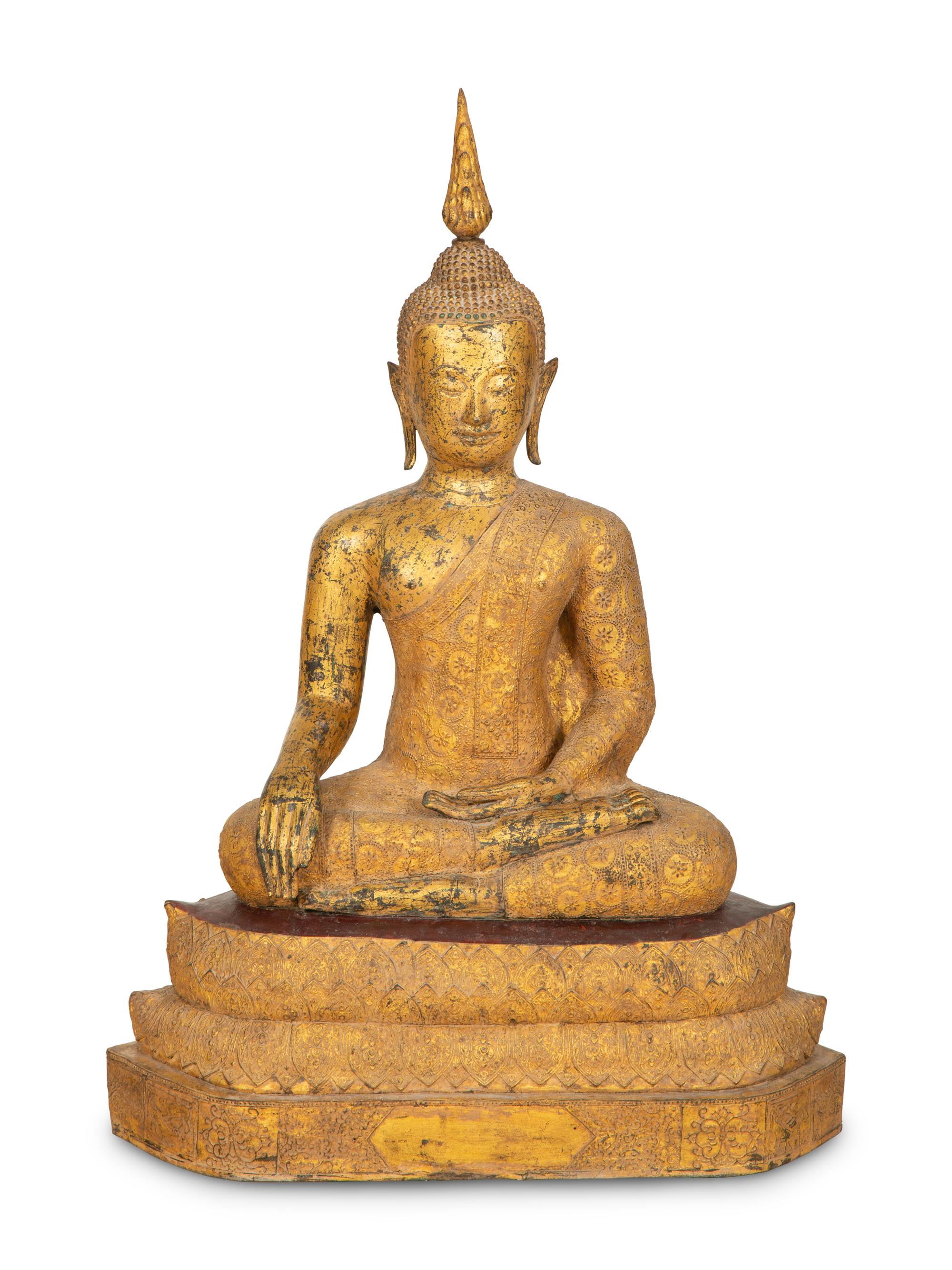 A Thai Gilt Bronze Seated Bodhisattva