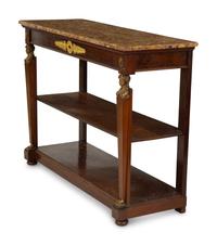 A French Empire Gilt Bronze Mounted Mahogany Breche d'alep Marble-Top Console Table