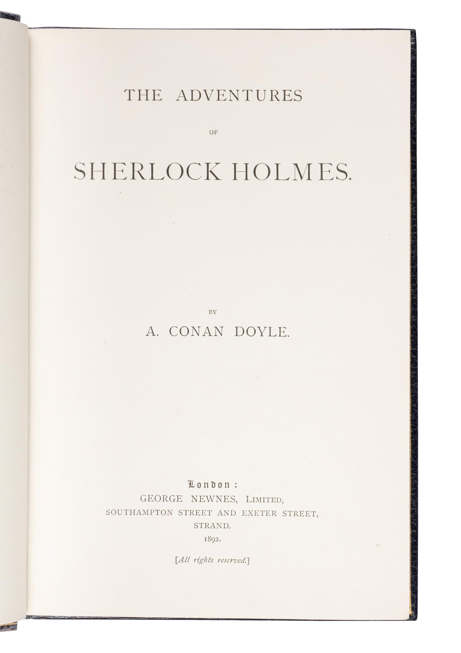 DOYLE, Arthur Conan, Sir (1859-1930). The Adventures of Sherlock Holmes . London: George Newnes, 1892.