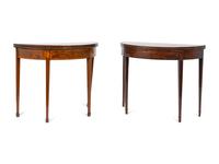 Two George III Mahogany Demi-lune Flip-Top Games Tables — EARLY 19TH CENTURY