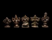 Five Small Indian Bronze Figures of Ganesha