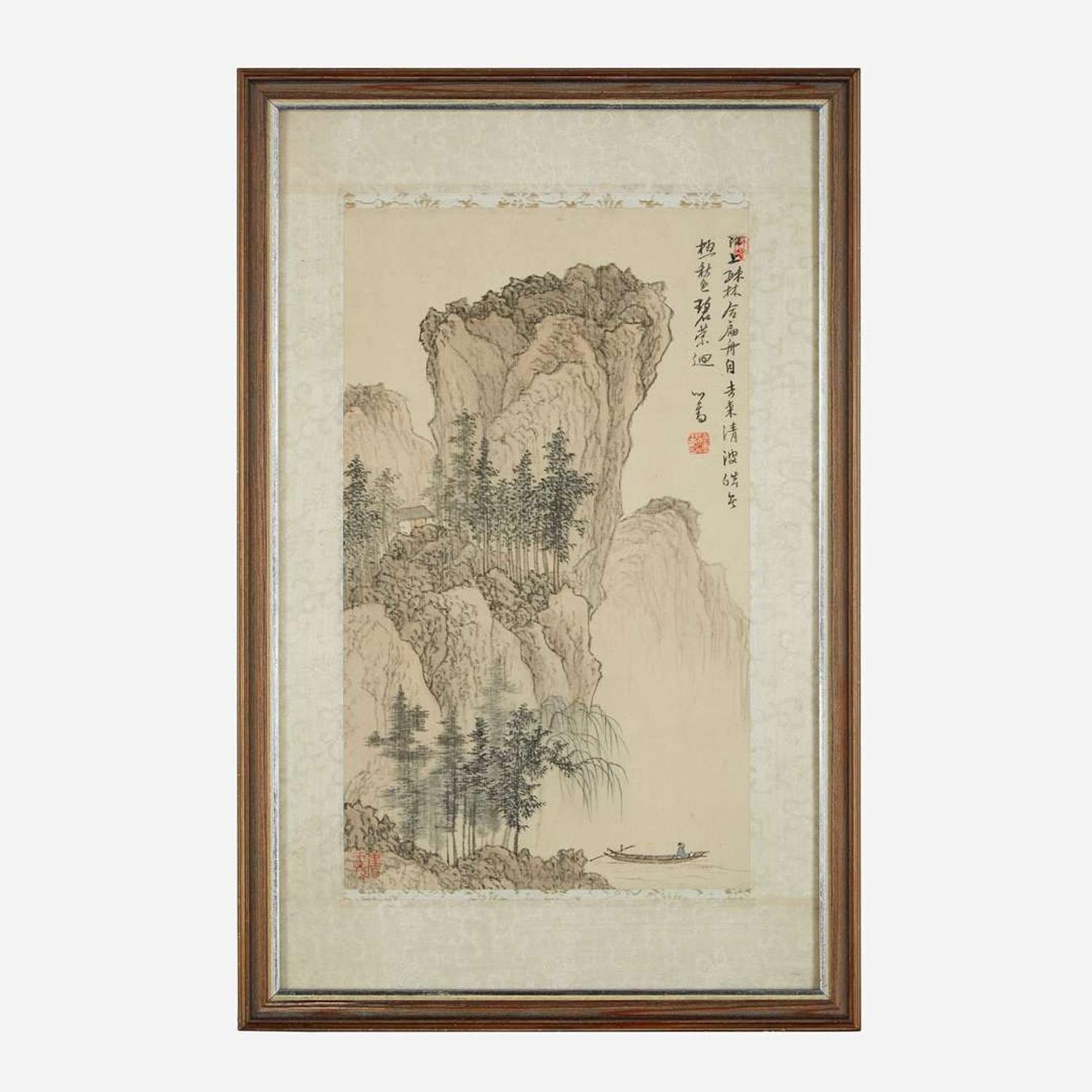 Puru (Chinese b. 1896-d. 1963) 溥儒 On a Boat before a Cliff ?????