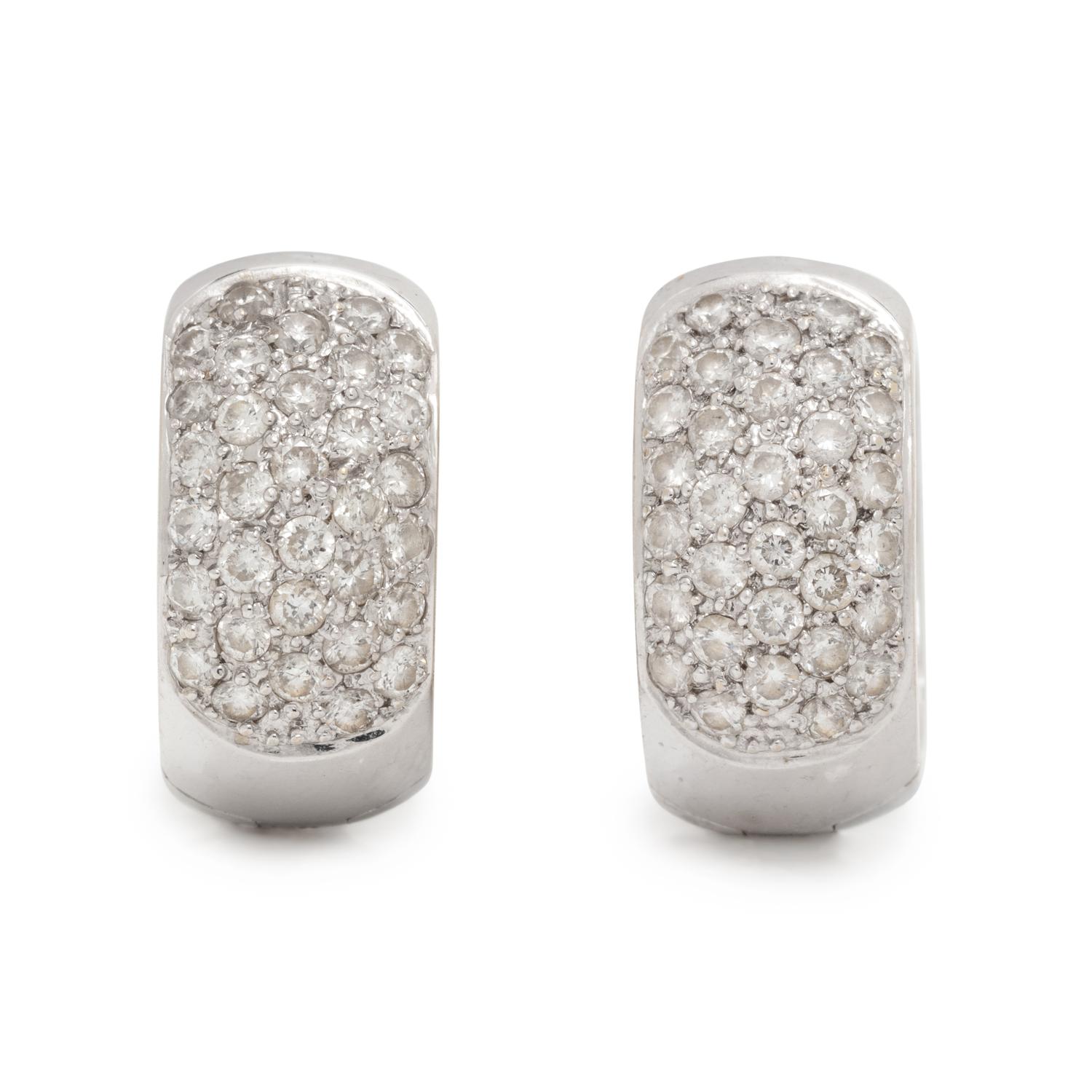 WHITE GOLD AND DIAMOND HUGGIE EARRINGS