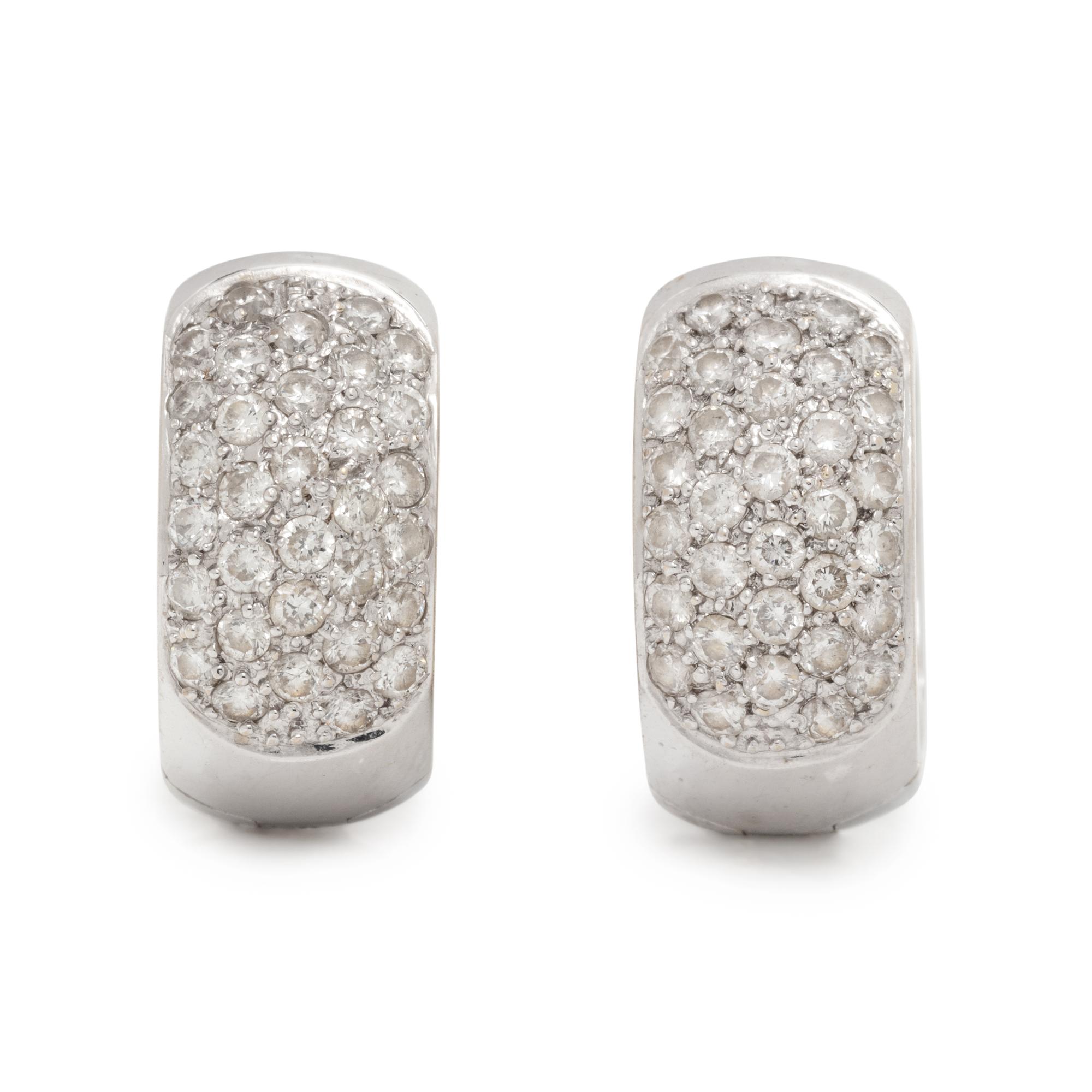 WHITE GOLD AND DIAMOND HUGGIE EARRINGS