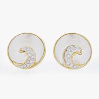 A Pair of 18K Yellow Gold, Diamond, and Rock Crystal Ear Clips