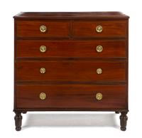 A Federal Style Mahogany Chest of Drawers, Height 42 1/4 x width 42 1/2 x depth 20 1/2 inches.