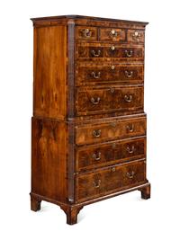 A George III Burl Walnut Chest-on-Chest