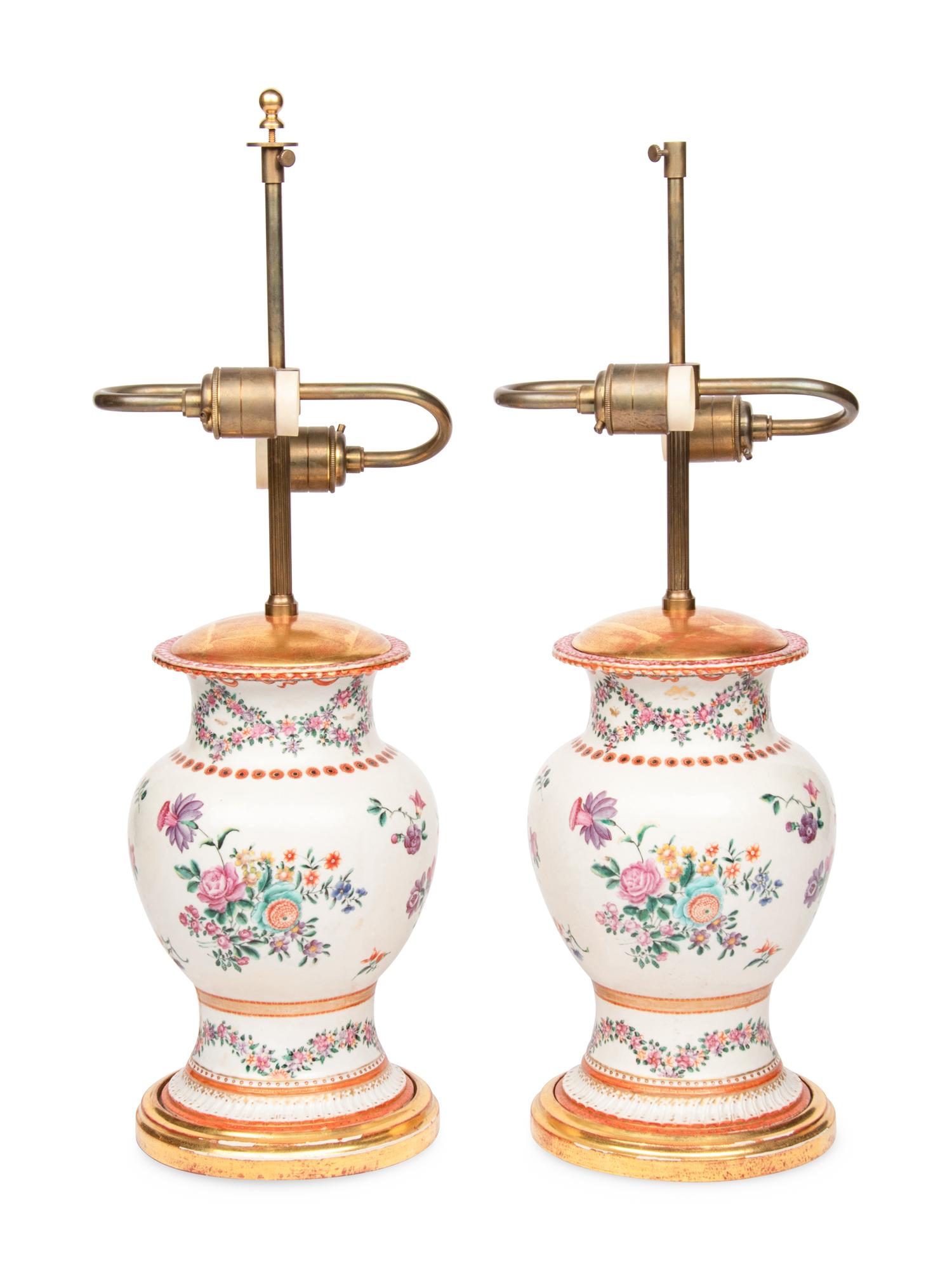 A Pair of Samson Porcelain Vases Mounted as Table Lamps
