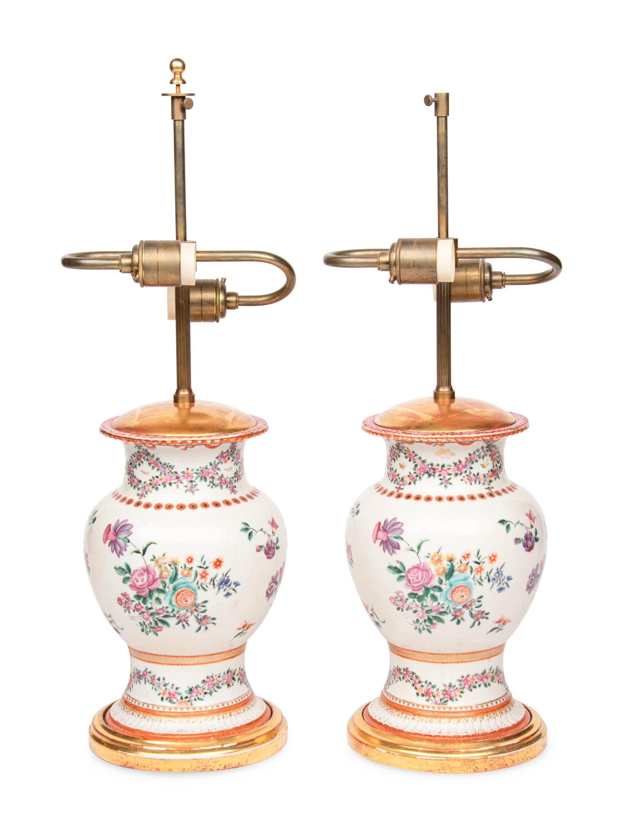 A Pair of Samson Porcelain Vases Mounted as Table Lamps