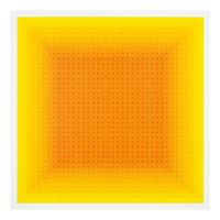 Julian Stanczak (American/Polish, 1928–2017) — A group of three screenprints ( Let it Be Orange; Yellow Filtration; Conferring Blue), 1981