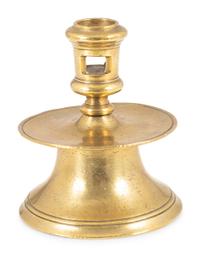 A Continental Brass Capstan Candlestick