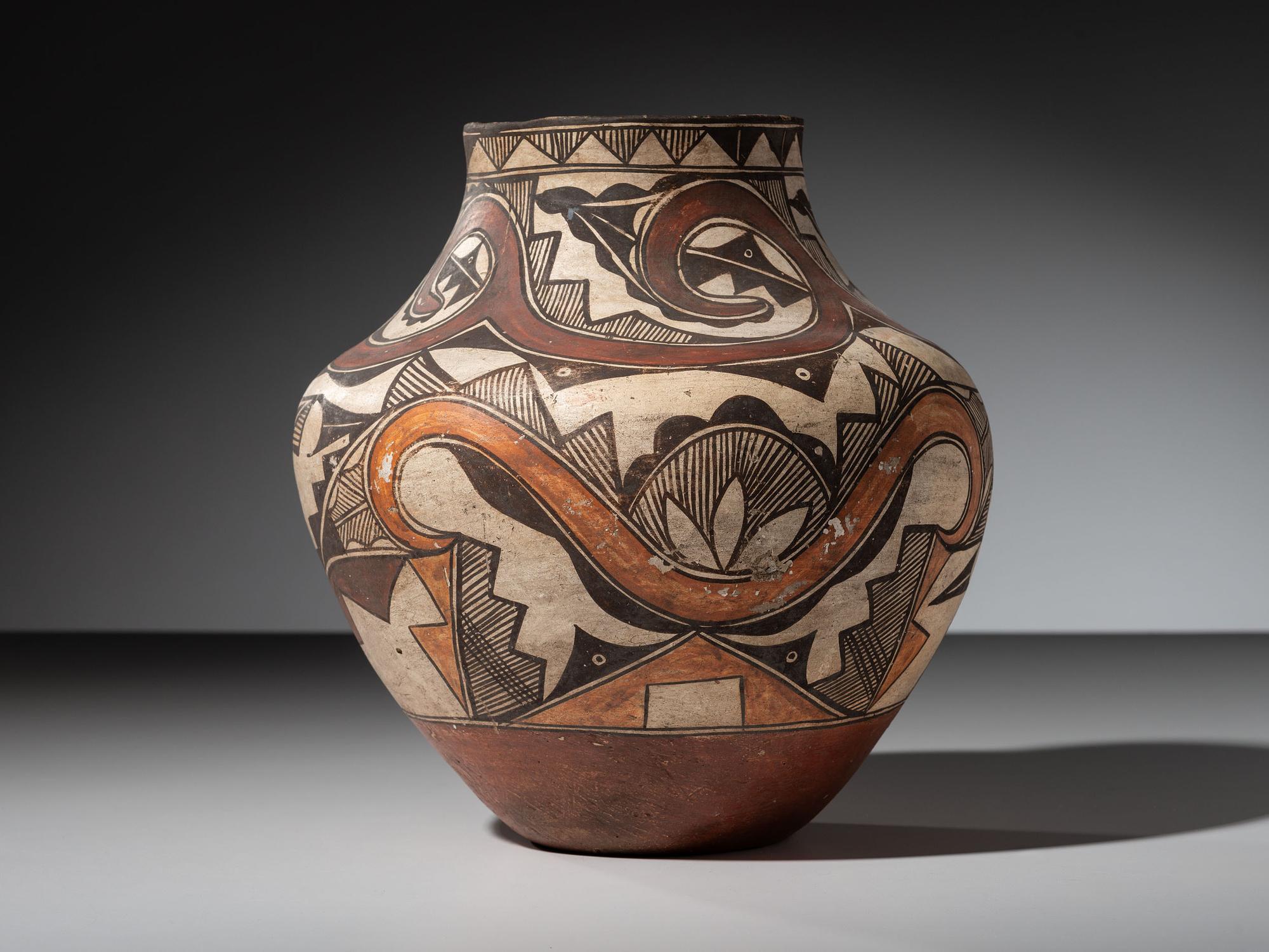 Acoma Four-Color Pottery Olla