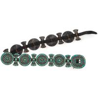Navajo Silver and Turquoise Cluster Concha Belt