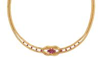YELLOW GOLD AND RUBY NECKLACE