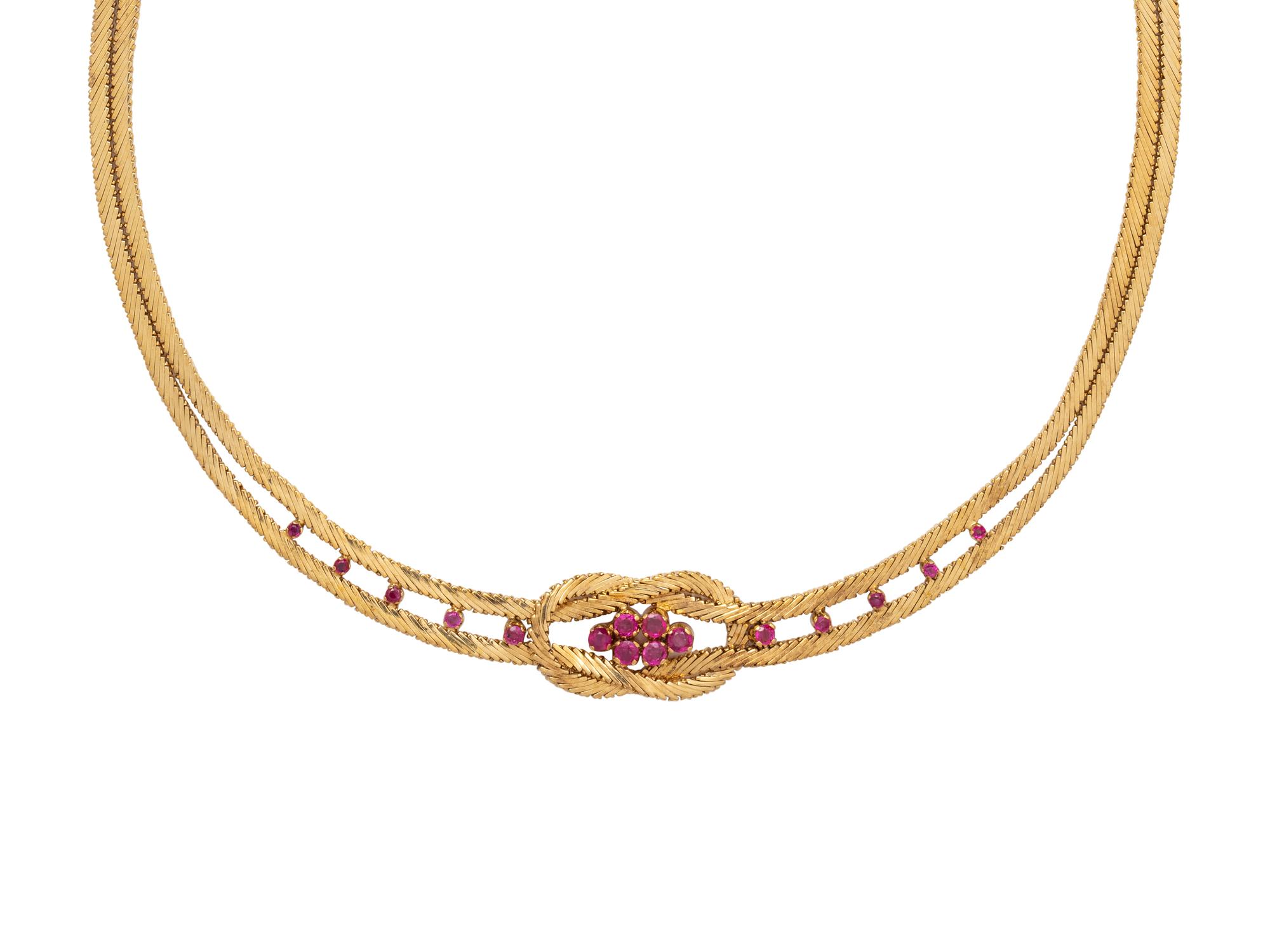 YELLOW GOLD AND RUBY NECKLACE
