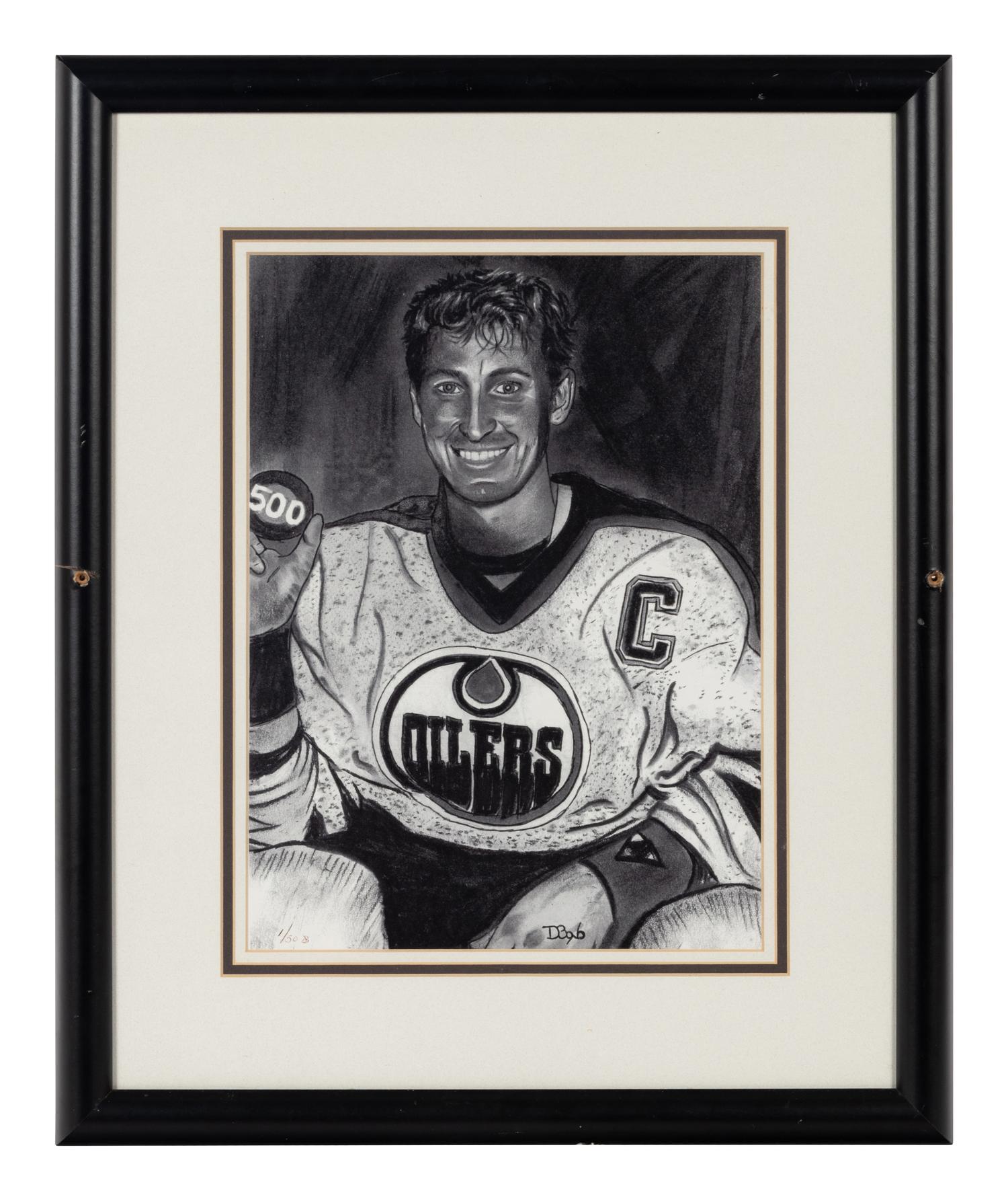 A Group of FIve Prints and Artworks of Various Hockey Players Formerly Displayed at Mike Ditka’s Restaurant