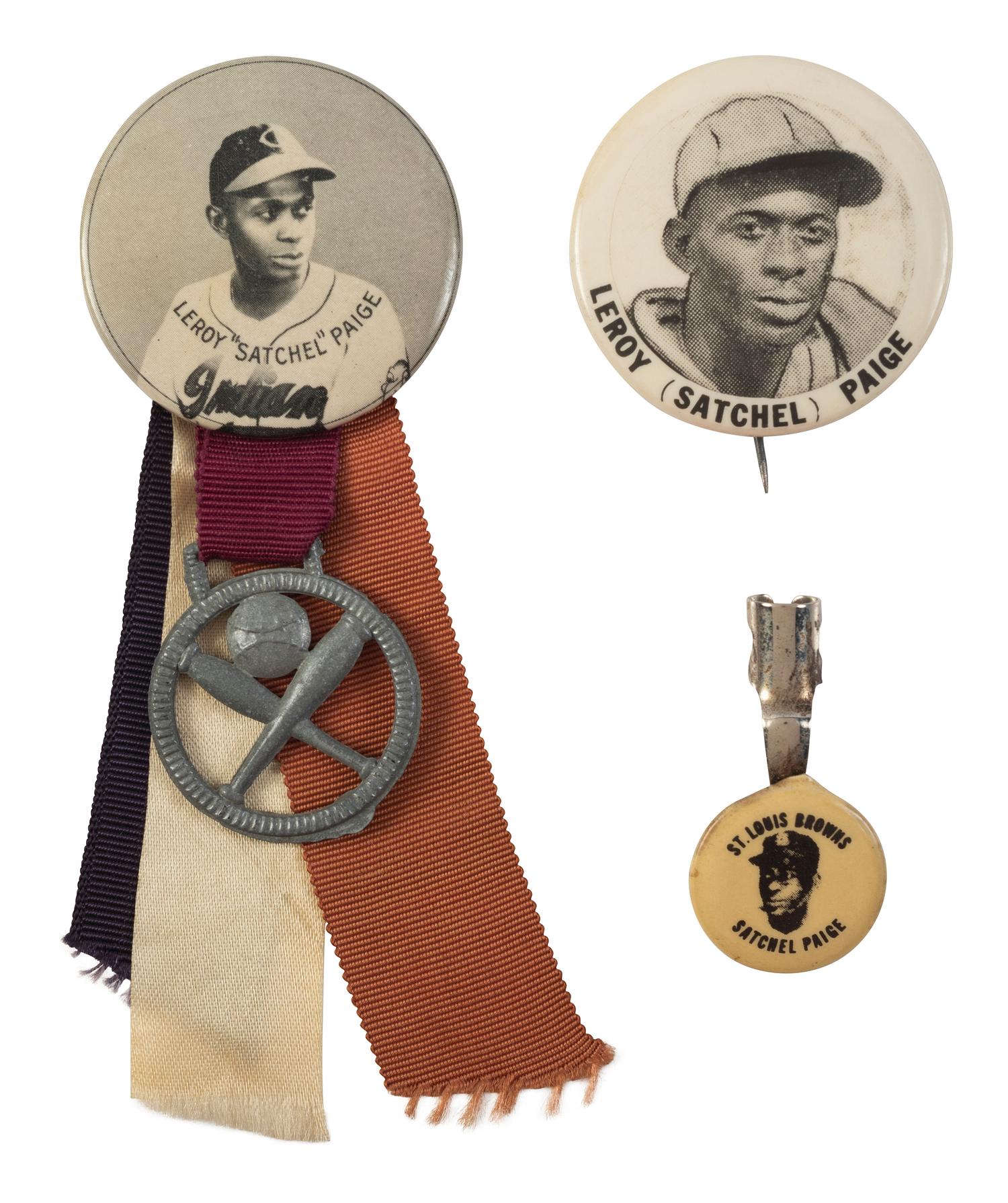 [BASEBALL]. A group of 3 Leroy "Satchel" Paige buttons.