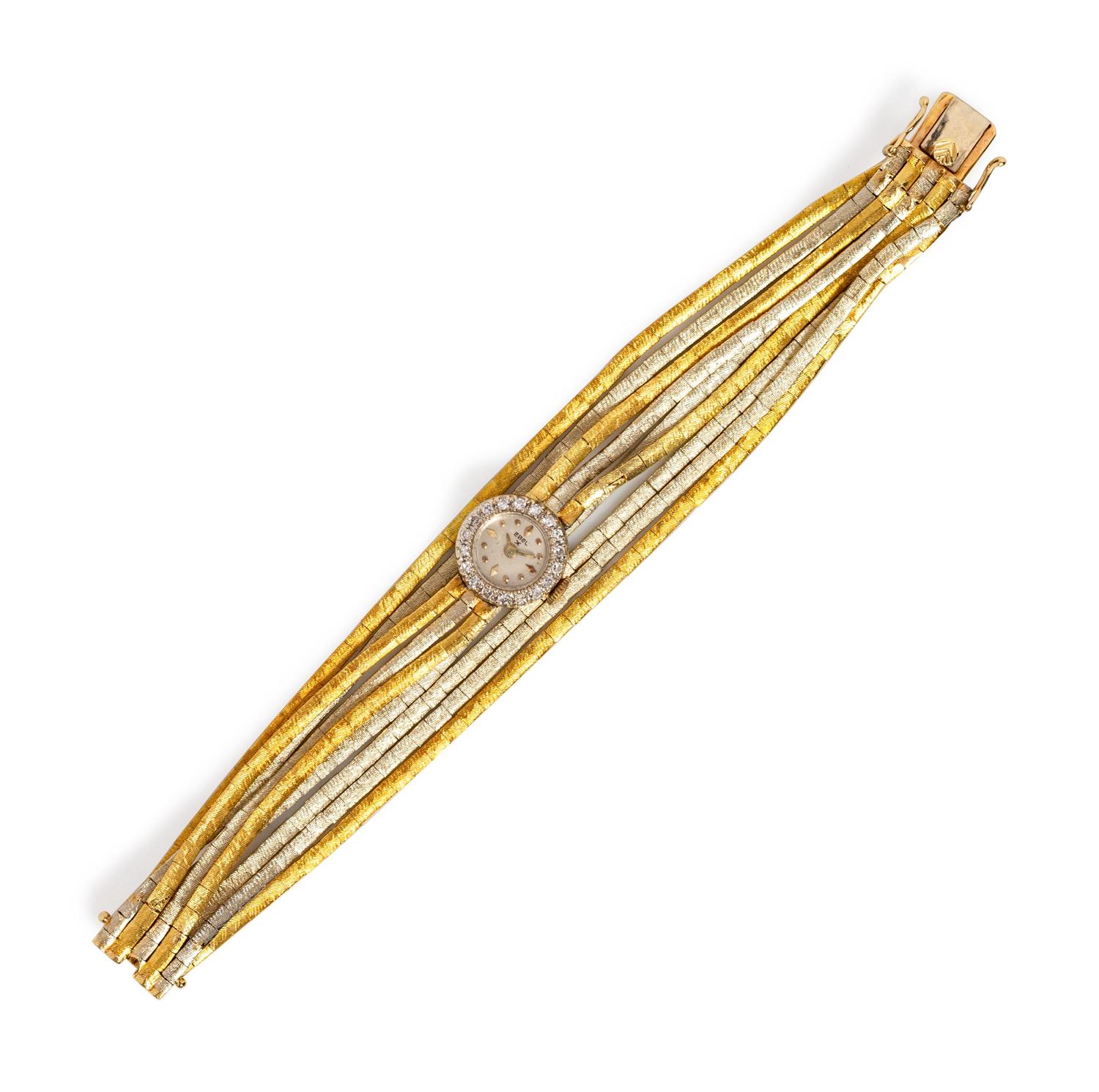 A 14 Karat Bicolor Gold and Diamond Wristwatch, Ebel,