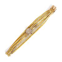 A 14 Karat Bicolor Gold and Diamond Wristwatch, Ebel,