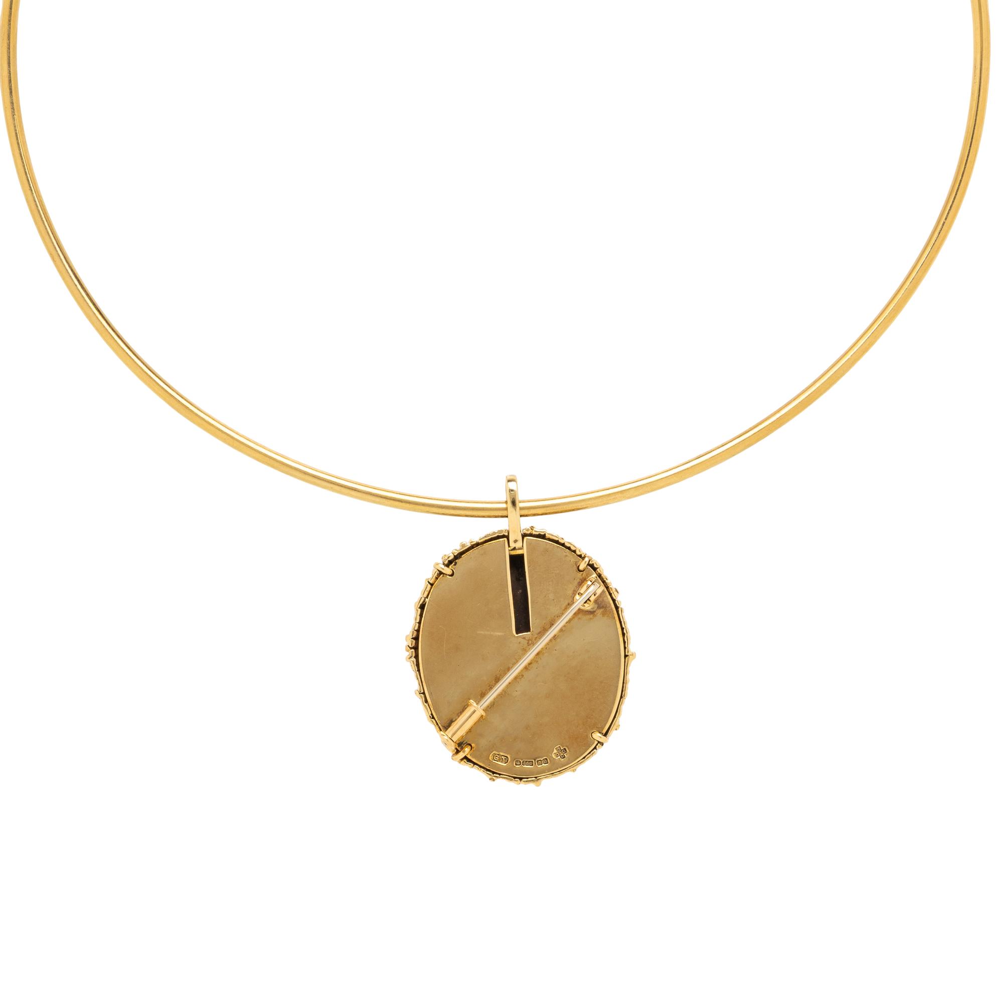 Geoffrey Turk, Dendritic Agate, Diamond, and Yellow Gold Pendant Necklace