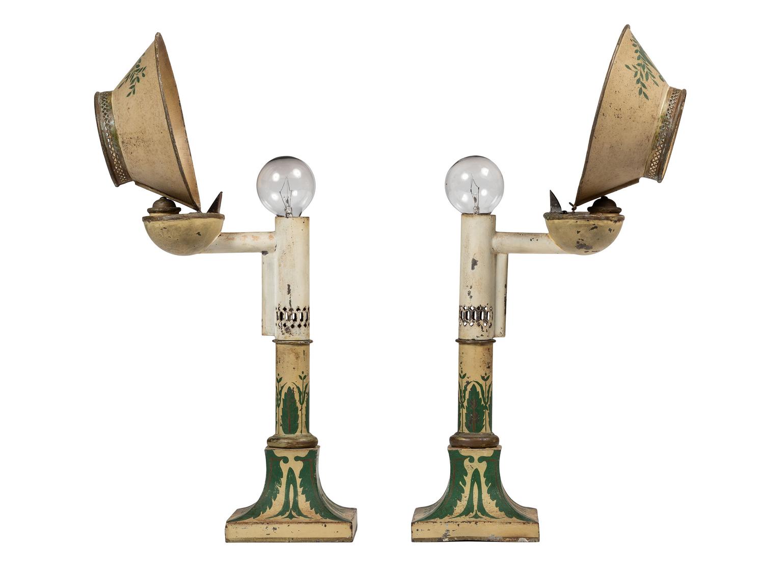 A Pair of Tole Fluid Lamps