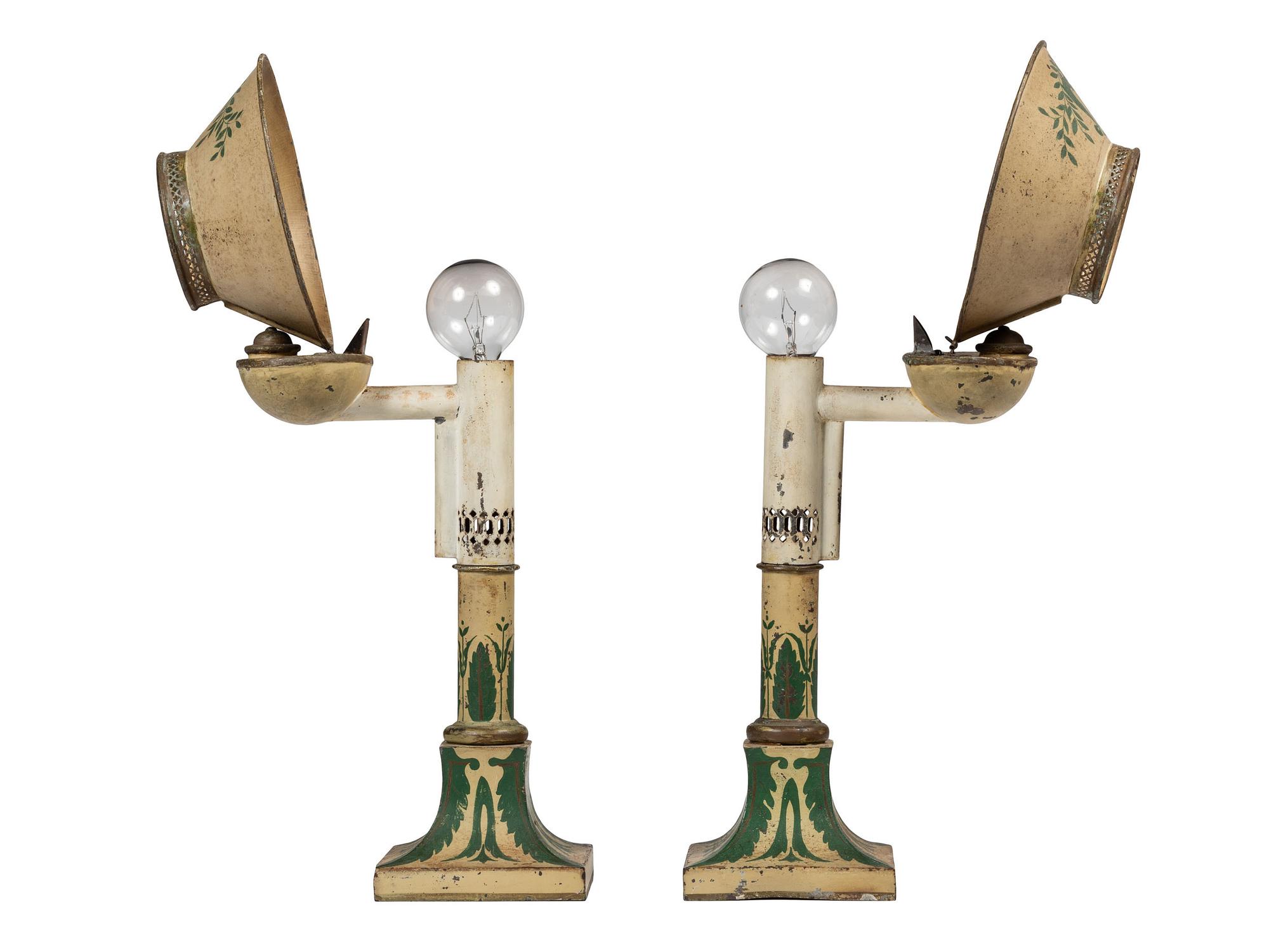 A Pair of Tole Fluid Lamps