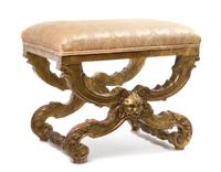 A Rococo Style Giltwood Bench Height 21 x width 24 x depth 18 inches. — 20TH CENTURY