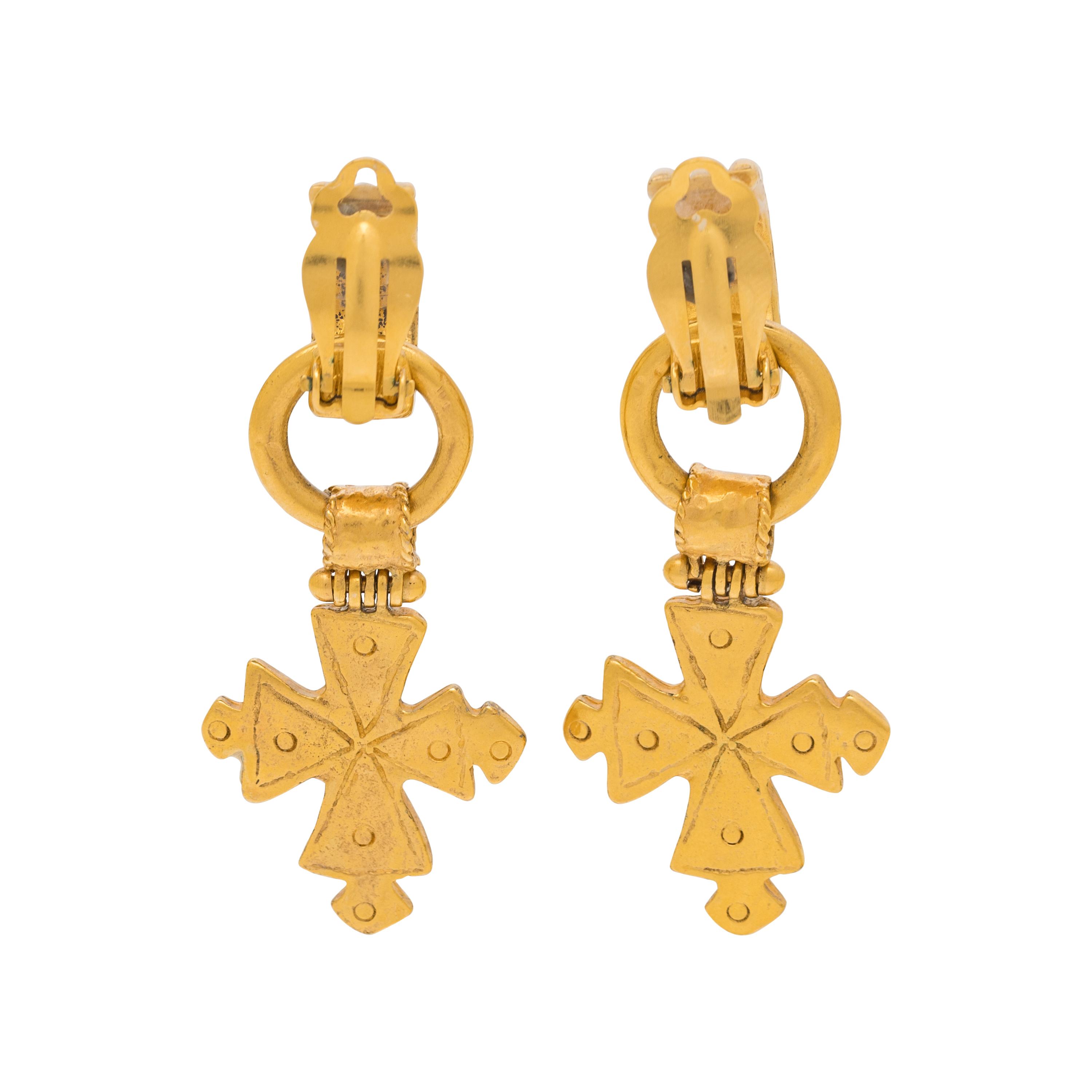 Chanel, Dangling Byzantine Cross Ear Clips