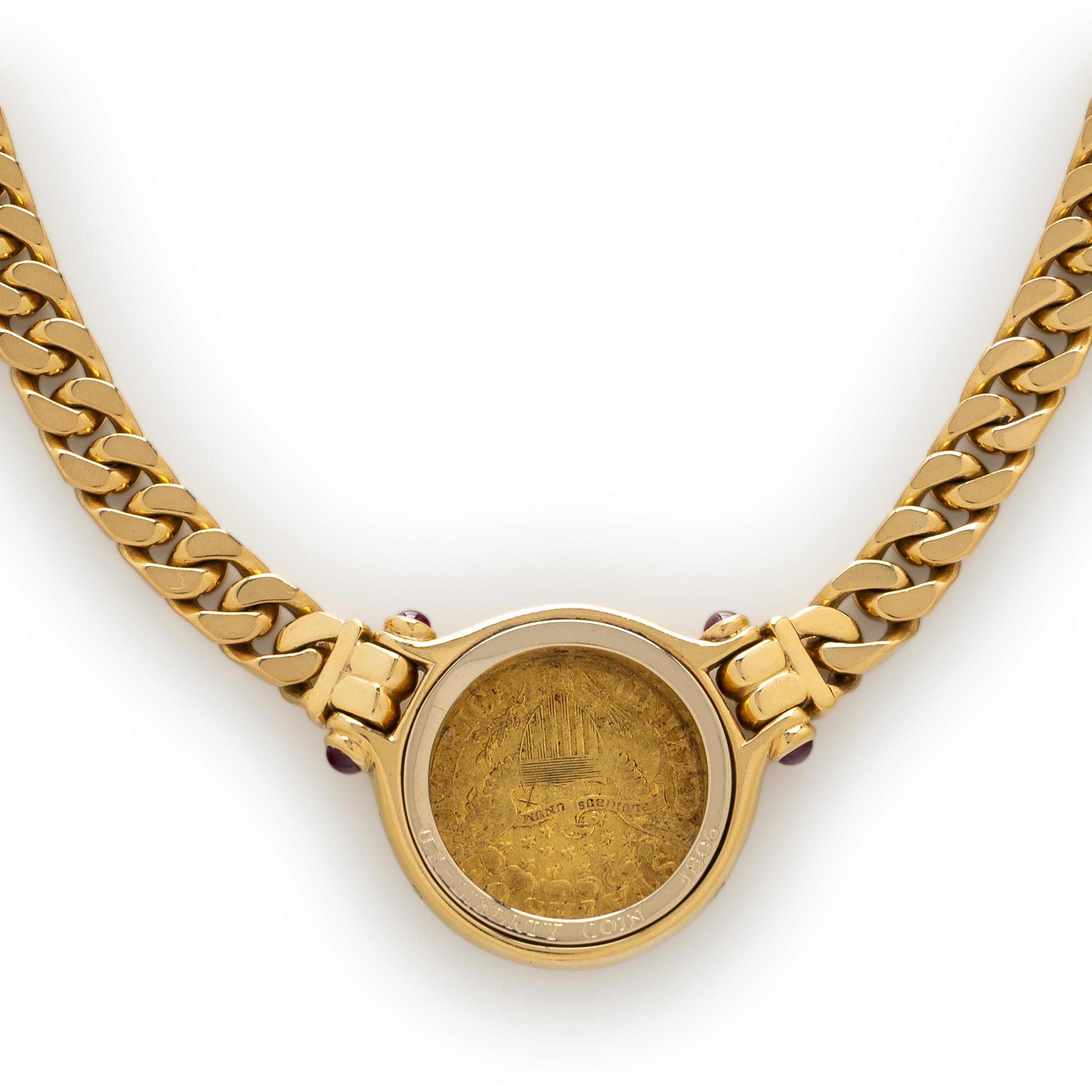 BULGARI, YELLOW GOLD 1806 EARLY AMERICAN HALF EAGLE 'MONETE' NECKLACE