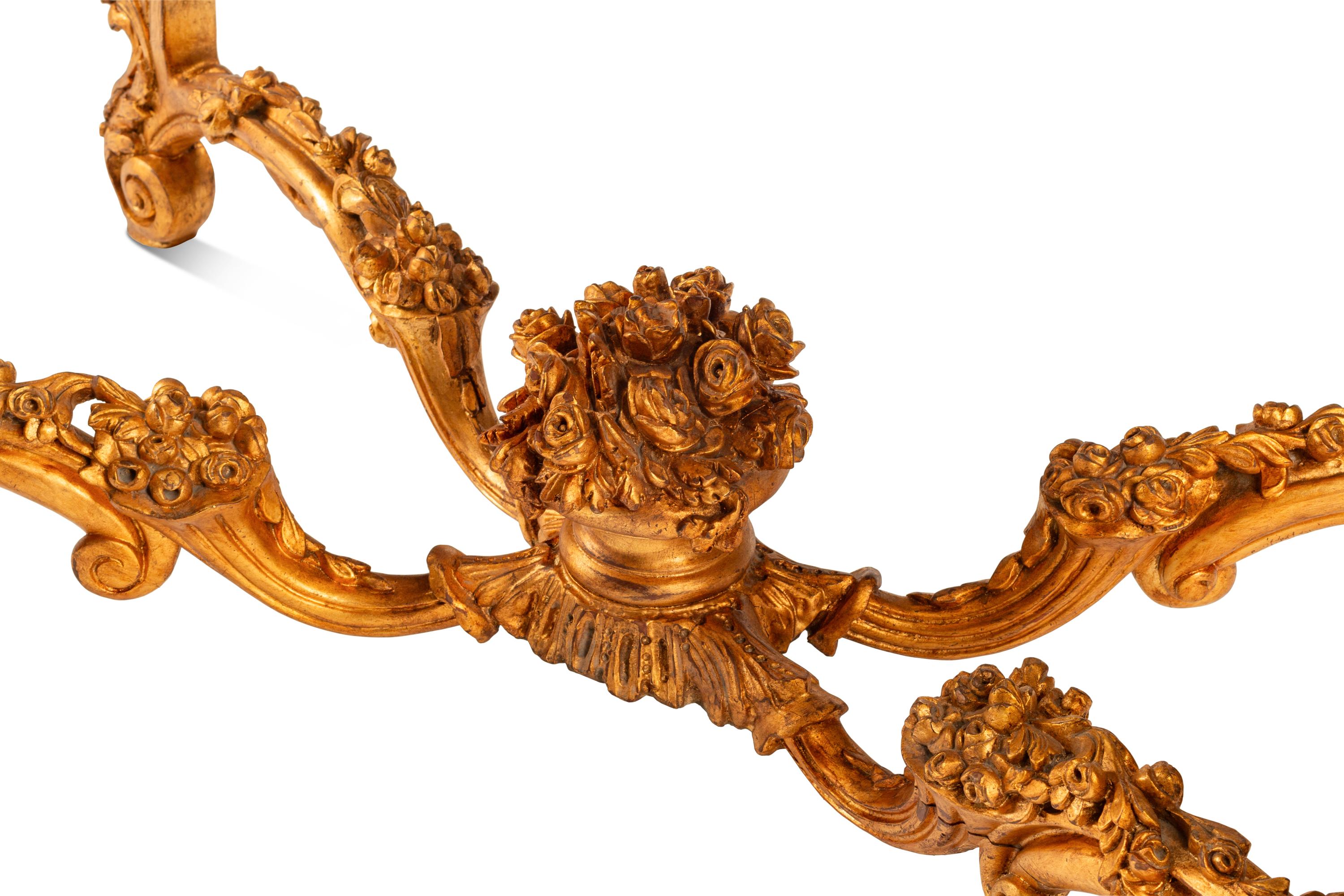 A Rococo Style Giltwood Marble-Top Center Table