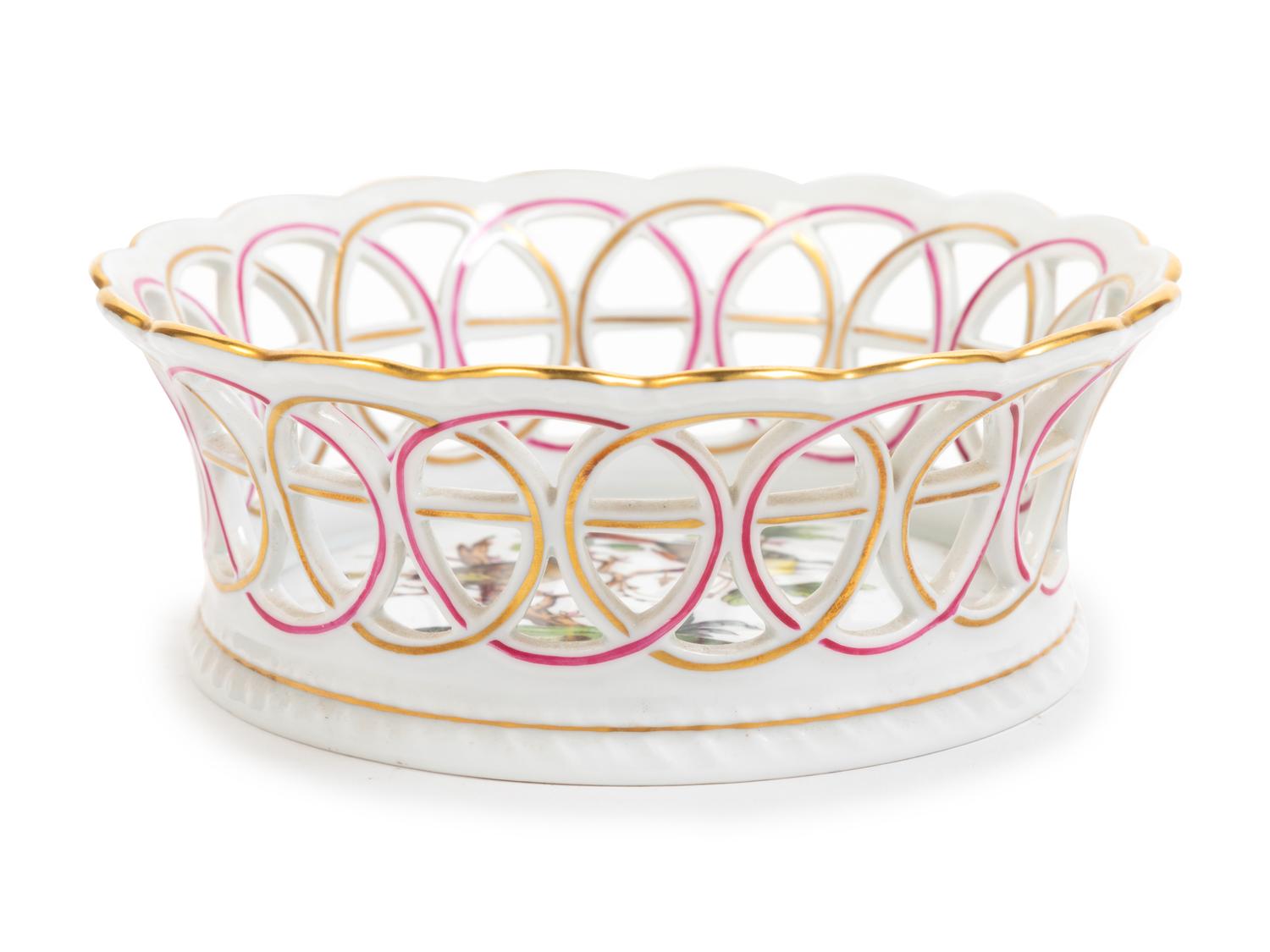 A Herend Porcelain Reticulated Basket