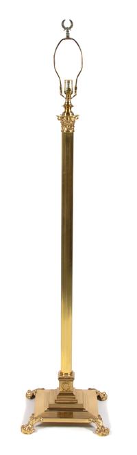 A Brass Columnar Floor Lamp Column height 52 inches. — 20TH CENTURY