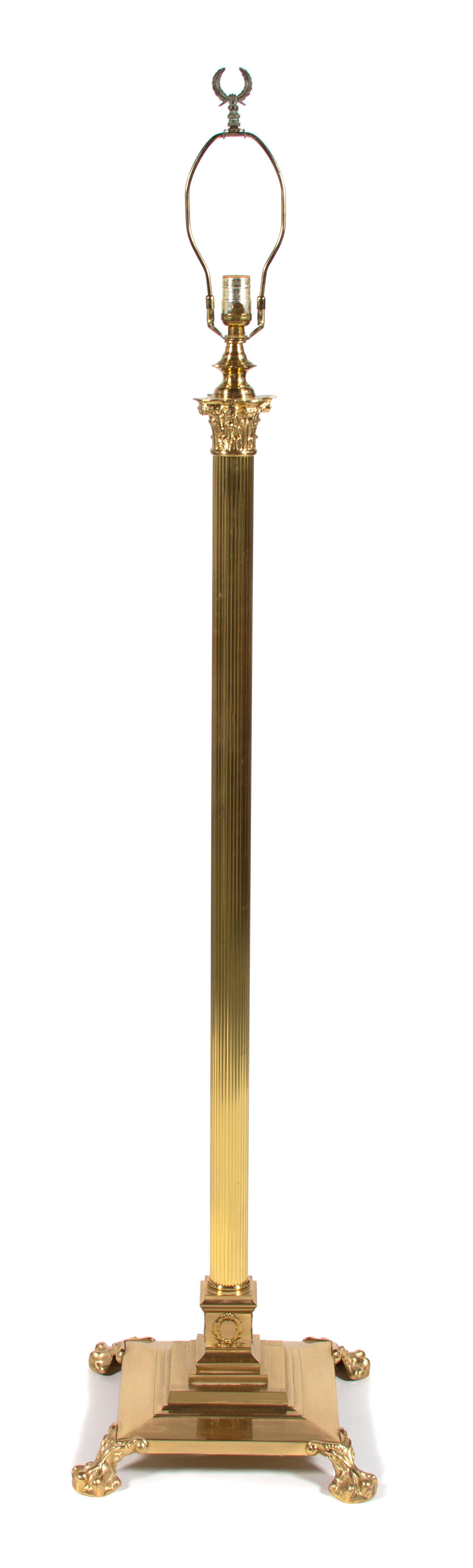 A Brass Columnar Floor Lamp Column height 52 inches. — 20TH CENTURY