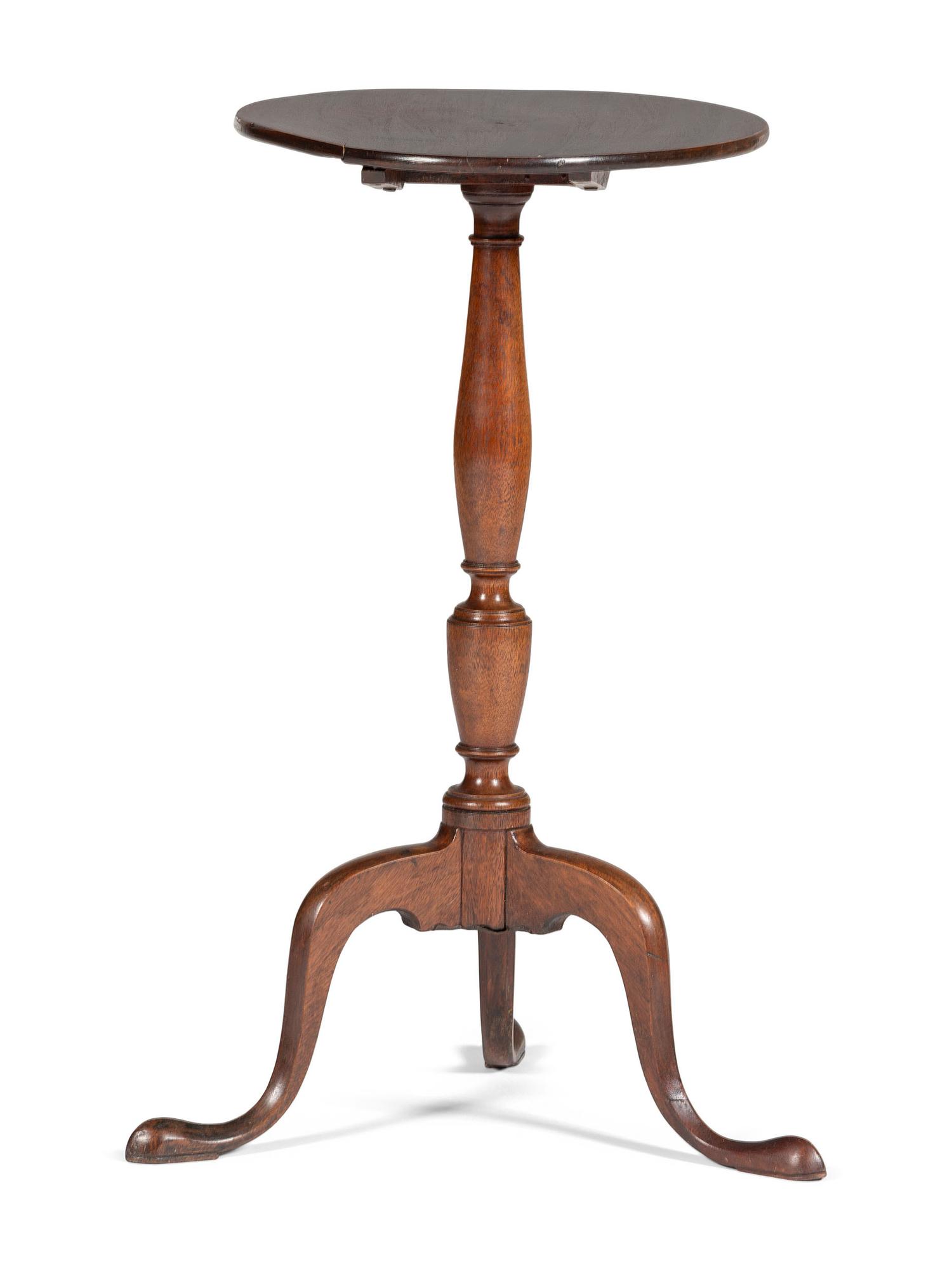A Federal Walnut Oval Tilt-Top Candlestand