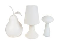 Table Lamp, together with a pear-form lamp, unknown lamp and a mushroom Peill & Putzler lamp.