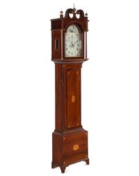An English Mahogany and Marquetry Tall Case Clock