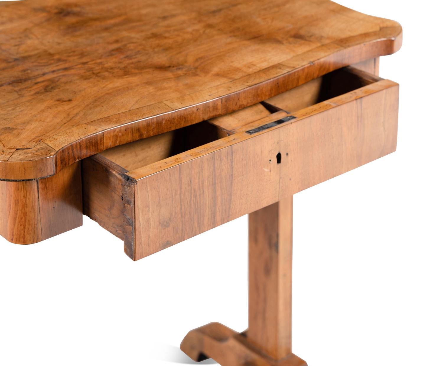 A Biedermeier Walnut Work Table