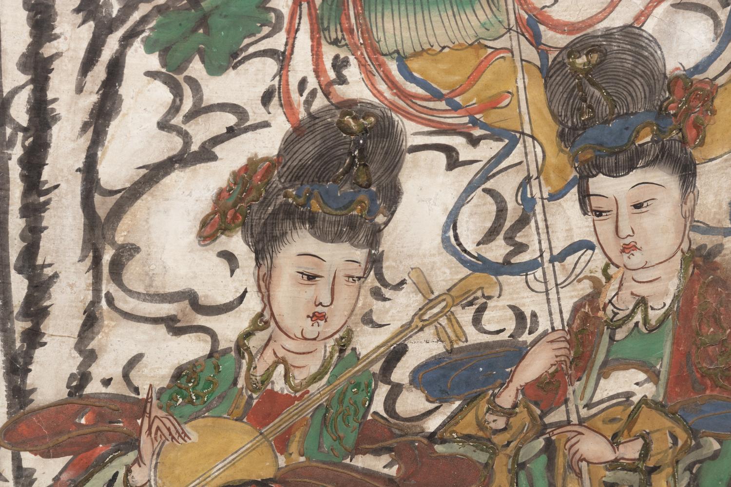 Two Chinese Polychrome Painted Wood Boards