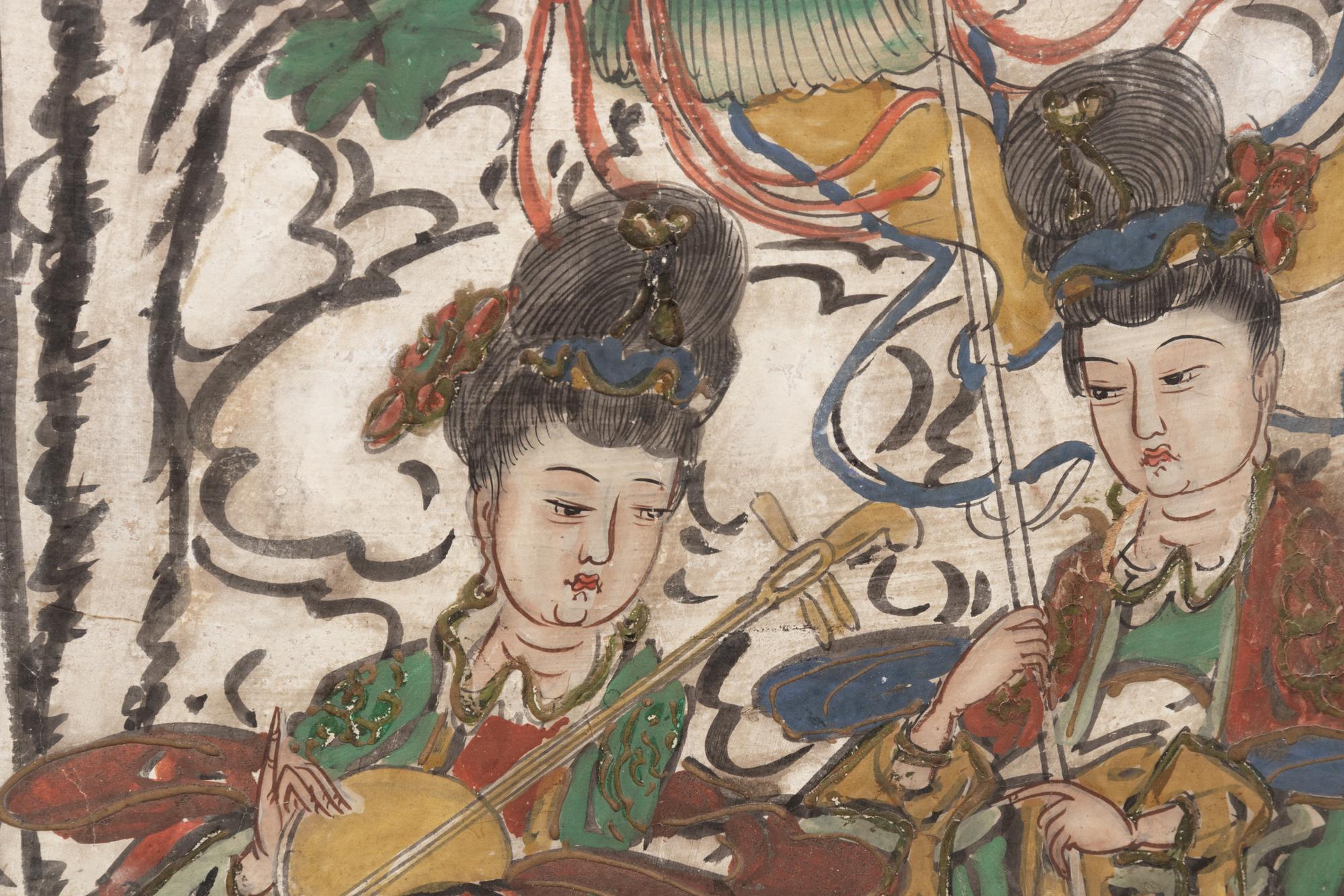 Two Chinese Polychrome Painted Wood Boards