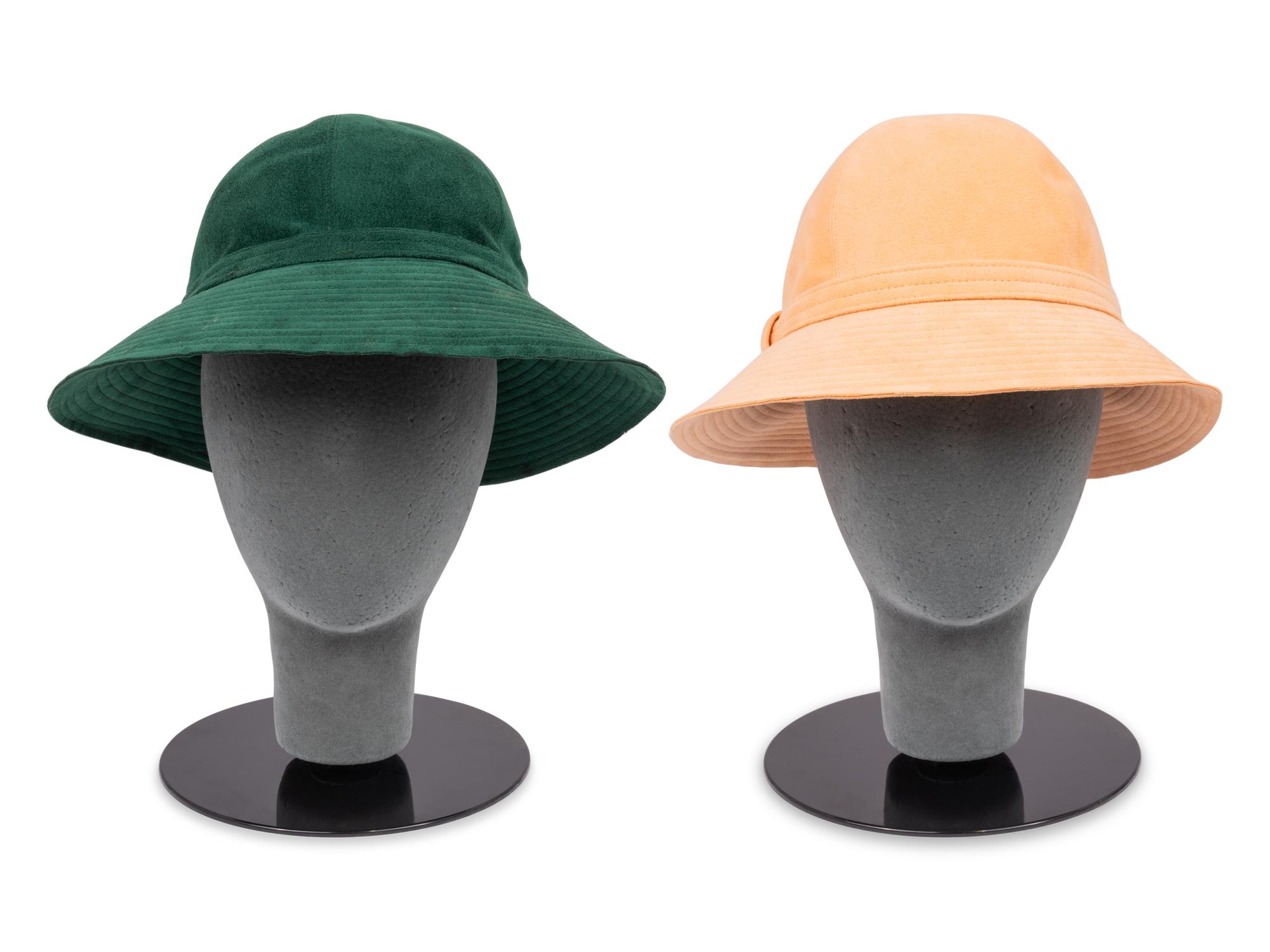 Two Halston Ultrasuede Bucket Hats, 1972