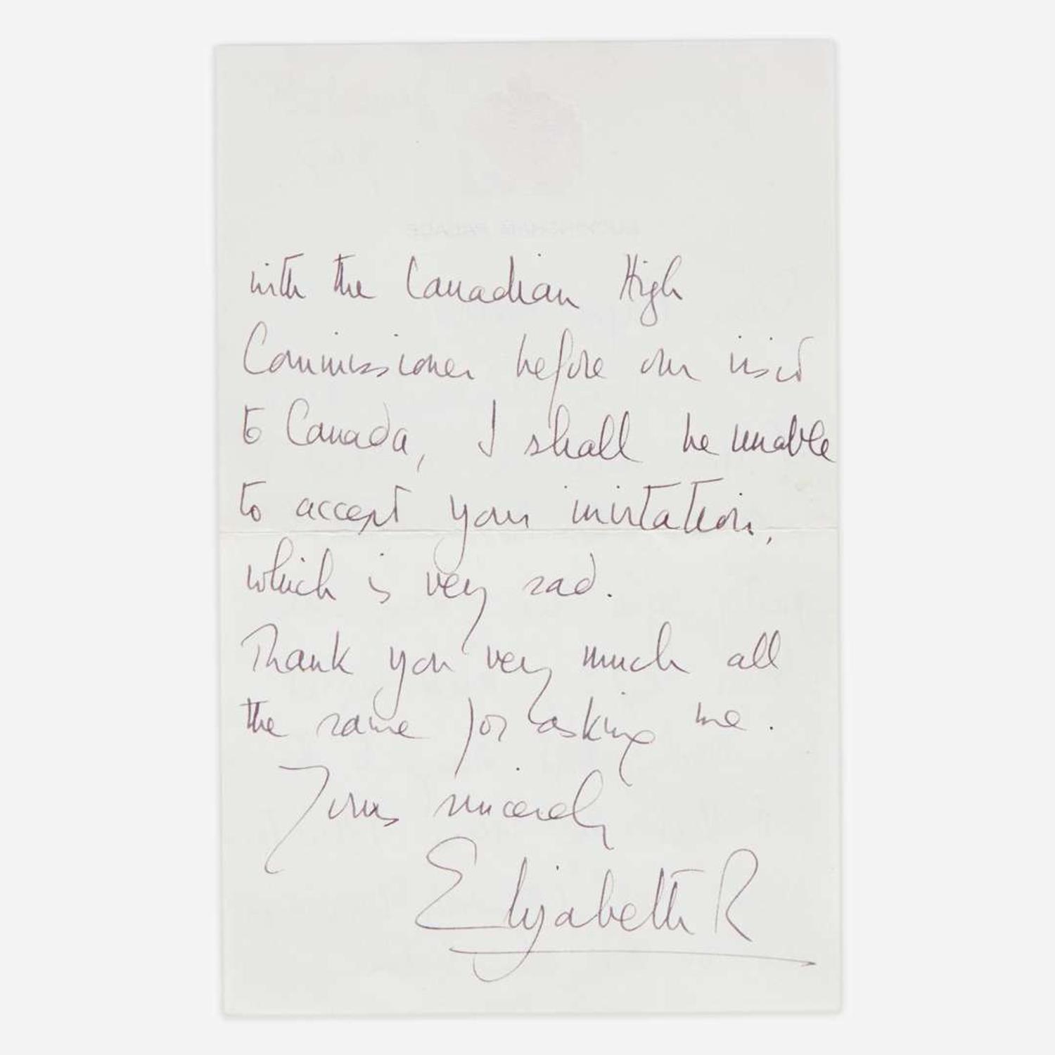 [Autographs & Manuscripts] Elizabeth II Autograph letter, signed