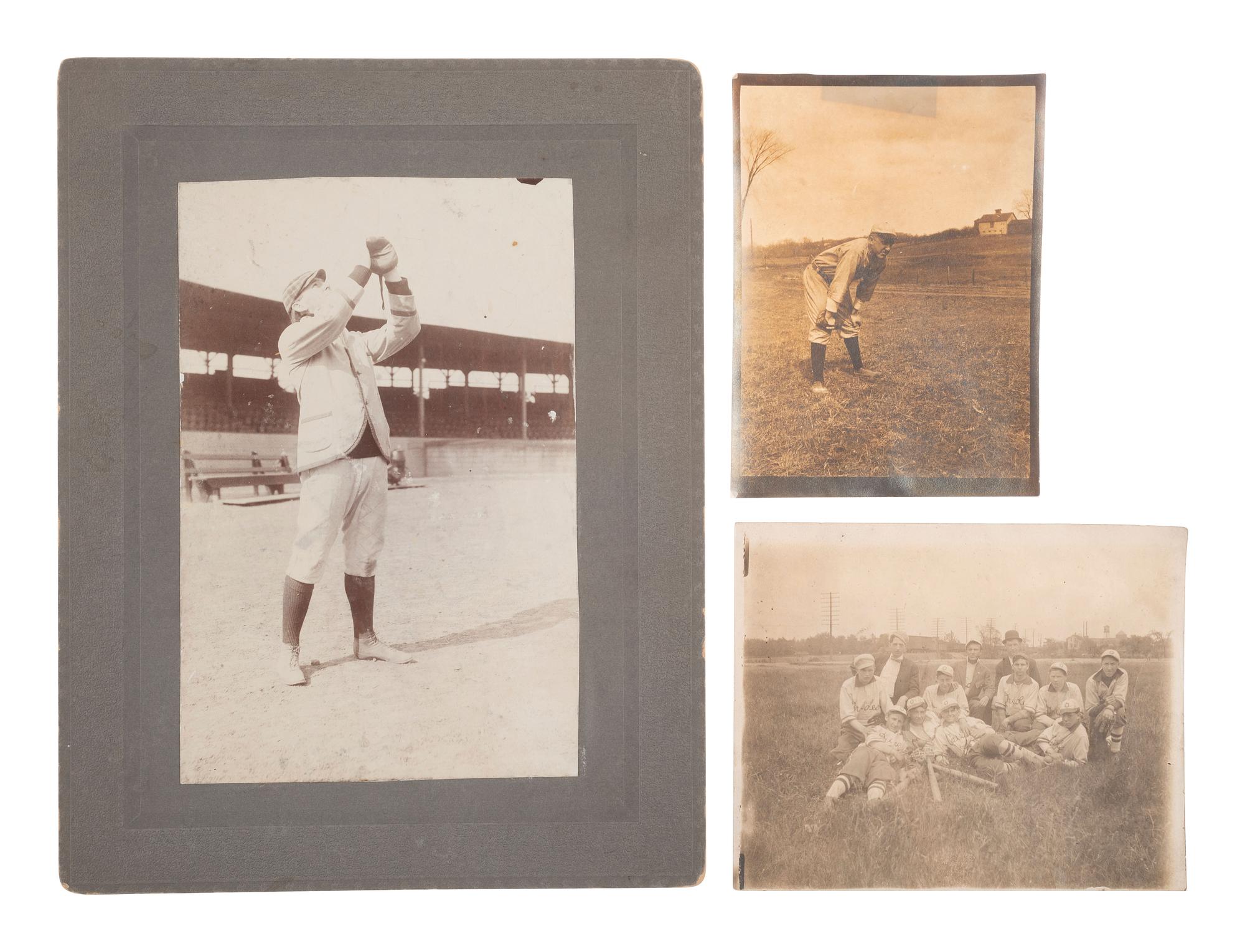 [EARLY PHOTOGRAPHY - SPORTS]. 4 photographs of baseball players, incl. Base Ball Day by Anthony.