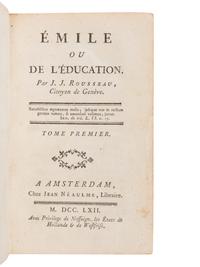 ROUSSEAU, Jean Jacques (1712-1778). Emile, ou de l'education . Amsterdam: Neaulme [but Lyon: Bruyset], 1762.