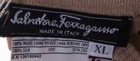 A Ferragamo Beige Wool Cardigan and Pant Ensemble, Sweater XL, pant size 14.