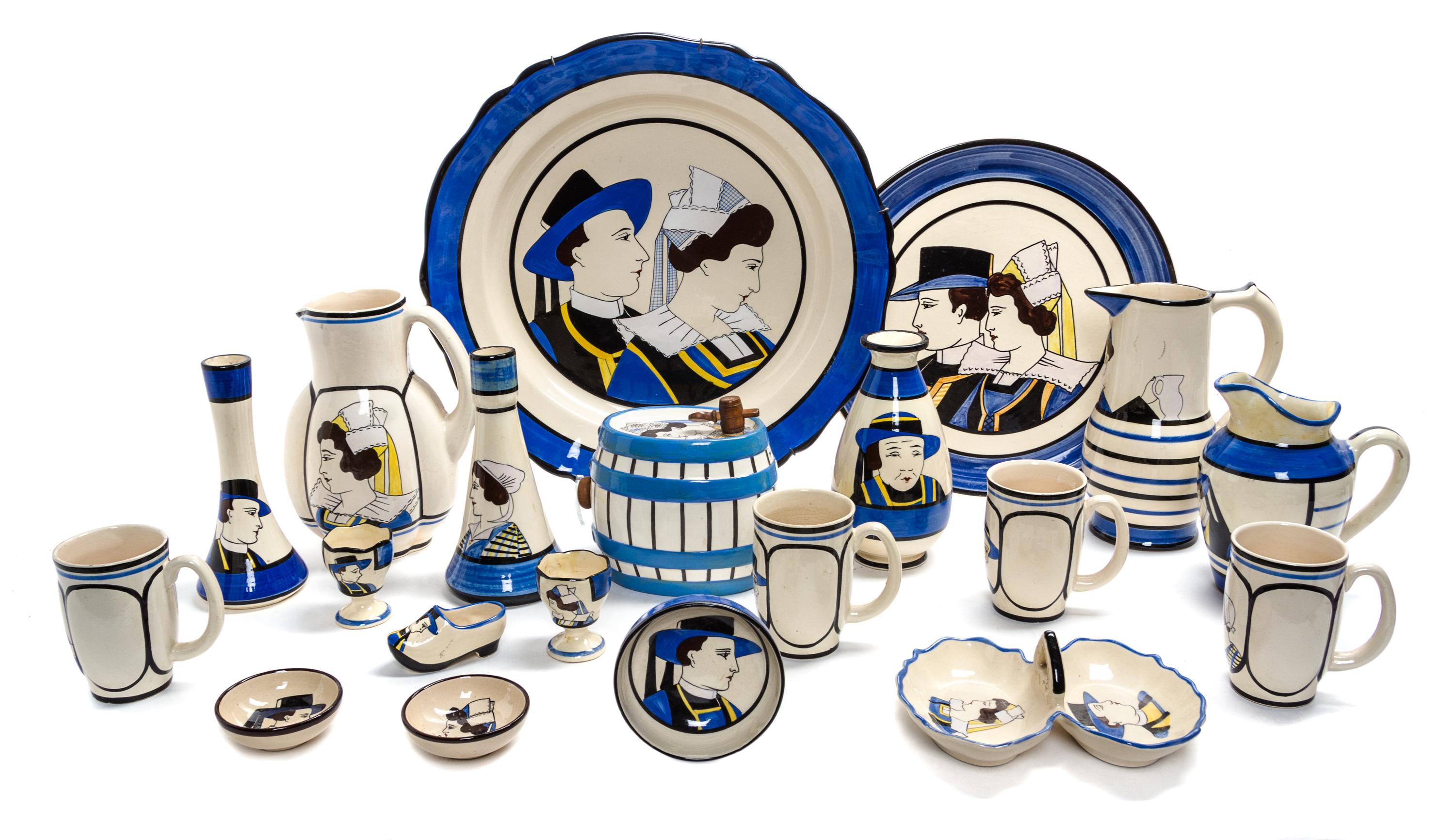 A Collection of Quimper Pottery Articles Diameter of last 15 1/4 inches.